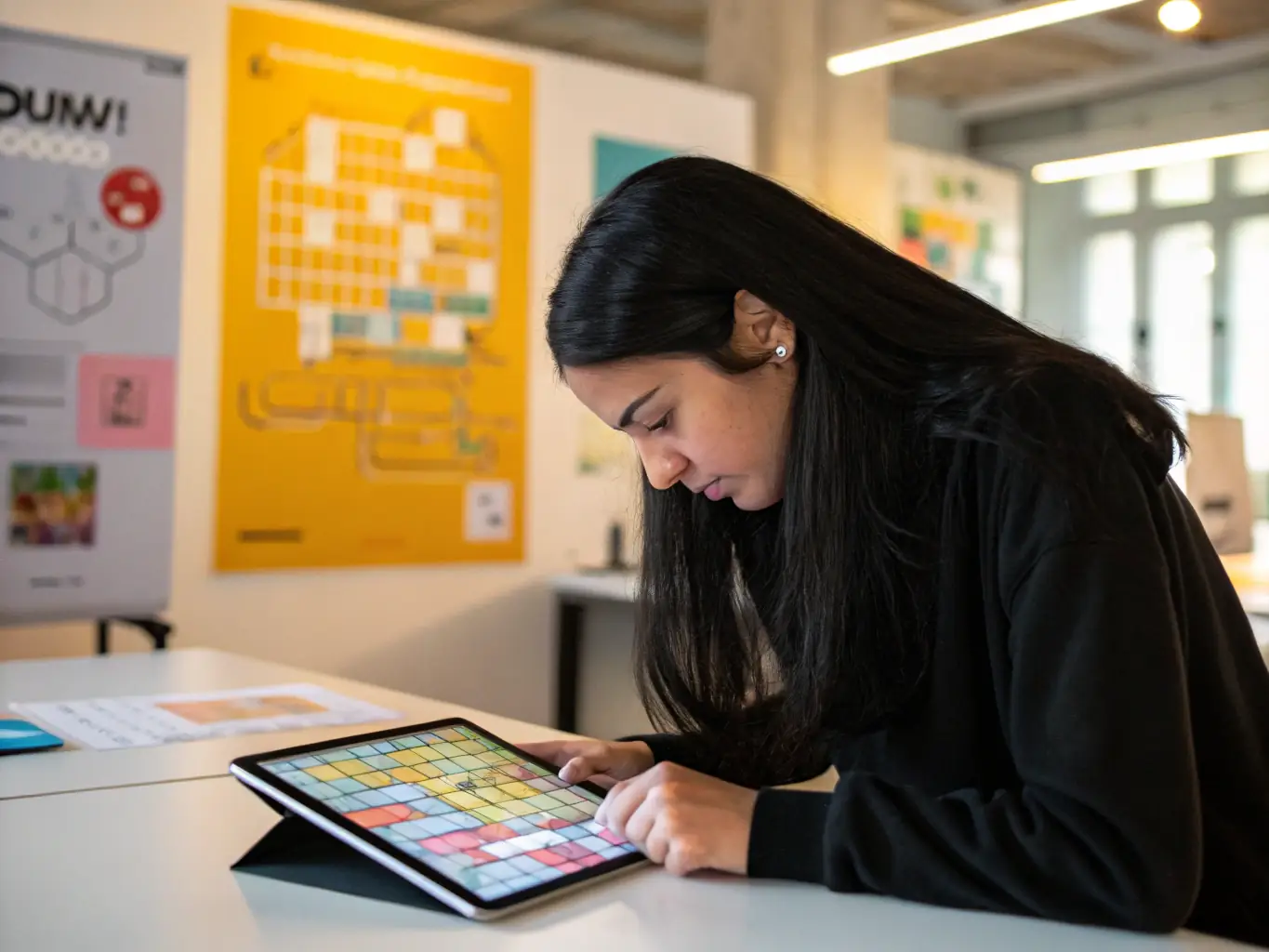 A vibrant image of a player immersed in a leyu.乐鱼 puzzle game, showcasing the platform's user-friendly interface and engaging gameplay.